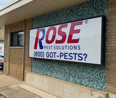 Rose Pest Solutions South Chicago building sign